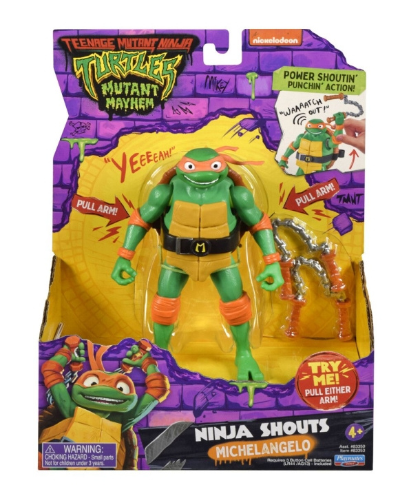 Teenage Mutant Ninja Turtles Turtles Mutant Mayhem - Power Sounds 14cm - Michelangelo i gruppen LEGETØJ, BØRN & BABY / Legetøj / Figurer, miniaturer og tilbehør hos TP E-commerce Nordic AB (D02525)