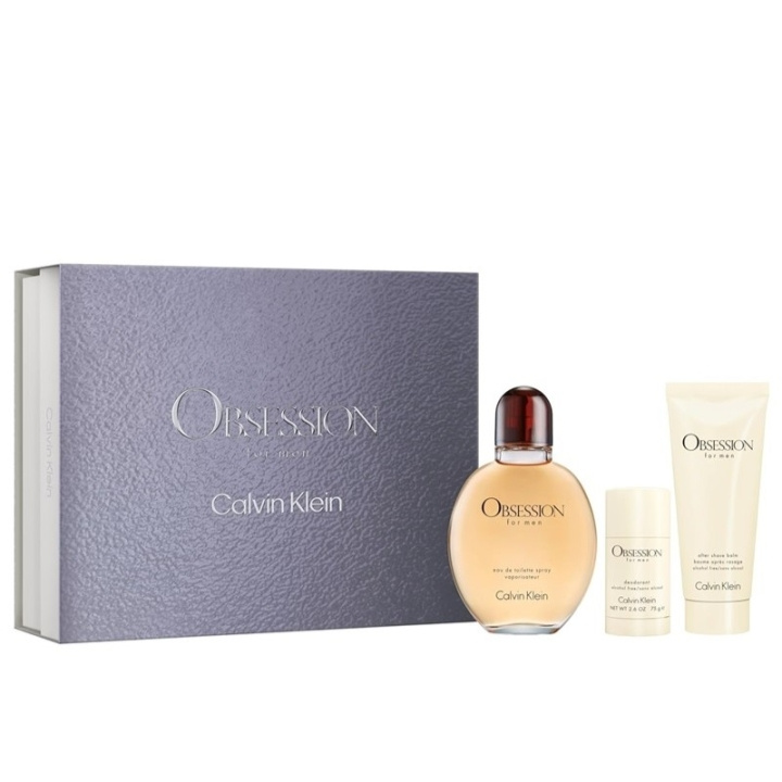 Calvin Klein Giftset Calvin Klein Obsession for Men Edt 125ml + Aftershave Balm 100ml + Deostick 75g i gruppen SKØNHED & HELSE / Gaveæske / Gaveæske til ham hos TP E-commerce Nordic AB (D03097)