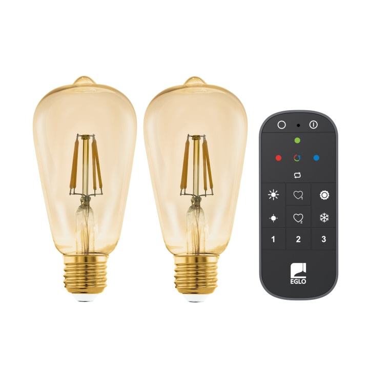 Eglo Sæt med 2x E27 ST64 amber, fjernbetjening - varm hvid - Zigbee, Bluetooth i gruppen HJEM, HUS & HAVE / Smart hjem / Smart belysning hos TP E-commerce Nordic AB (D04195)