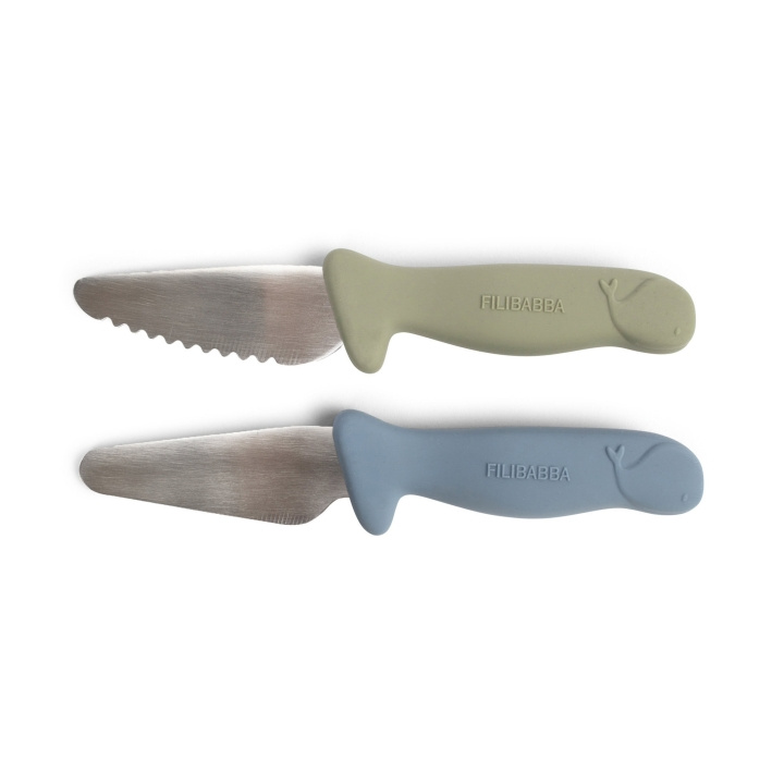 Filibabba Beginner\'s cutting knives - 2-pack - Powder Blue + Green - (FI-03337) i gruppen LEGETØJ, BØRN & BABY / Mad & Drikke / Børnebestik og tallerkener hos TP E-commerce Nordic AB (D04435)