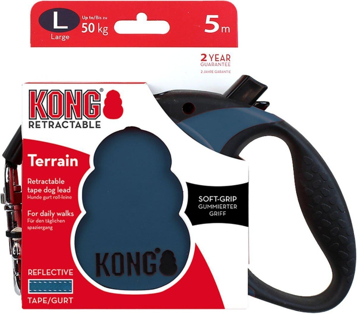 Kong Udtrækkelig snor Terrain L 5M Tape Blue Max 50Kg - (608.1116) i gruppen HJEM, HUS & HAVE / Tilbehør til dyr / Hund hos TP E-commerce Nordic AB (D04601)