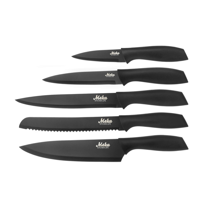 Maku Kitchen Knife Set 5 Pcs Black i gruppen HJEM, HUS & HAVE / Køkkenredskaber / Køkkenknive & Knivslibemaskiner hos TP E-commerce Nordic AB (D05391)