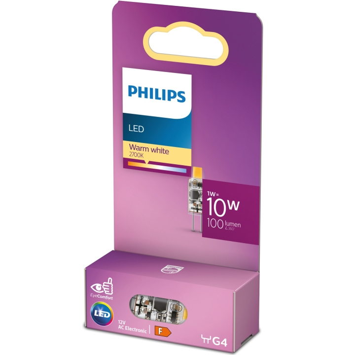 Philips LED G4 1W (10W) 12V Micro 100lm Dimbar Varmvit i gruppen HJEMMEELEKTRONIK / Lys / LED lamper hos TP E-commerce Nordic AB (D05493)