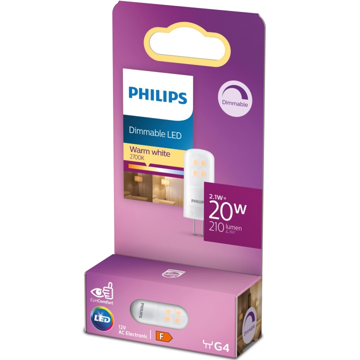 Philips LED G4 2,1W (20W) 12V 210lm Dimbar Varmvit i gruppen HJEMMEELEKTRONIK / Lys / LED lamper hos TP E-commerce Nordic AB (D05494)