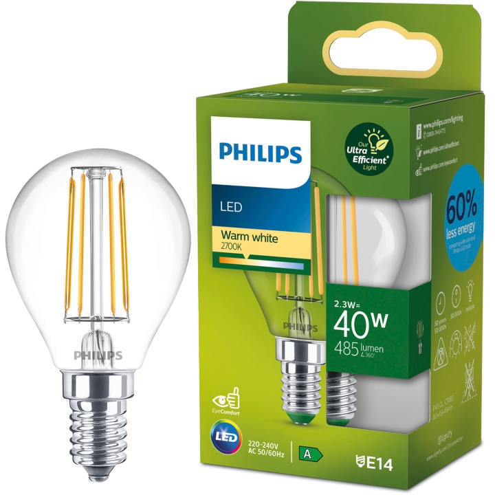 Philips LED E14 Klot P45 2,3W (40W) Klar 485lm 2700K Energiklass A i gruppen HJEMMEELEKTRONIK / Lys / LED lamper hos TP E-commerce Nordic AB (D05500)