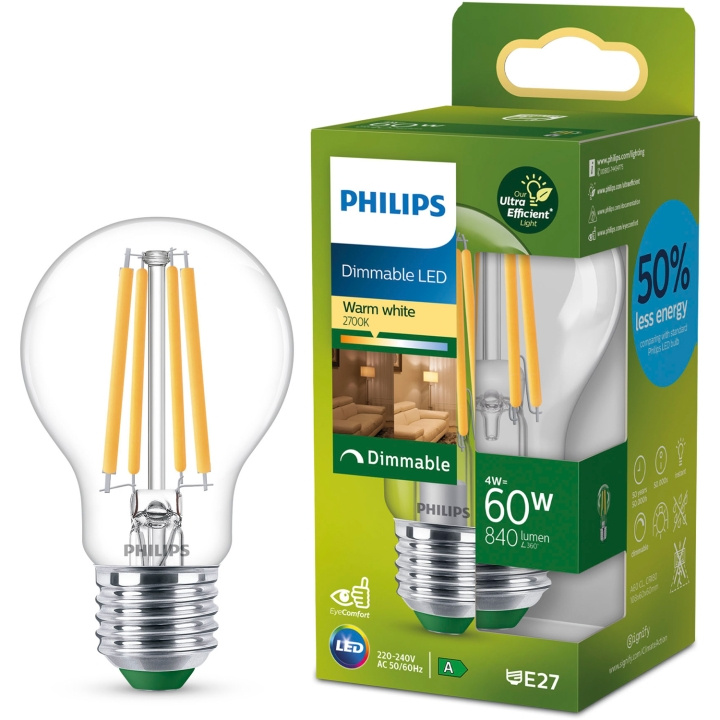 Philips LED E27 Normal A60 4W (60W) Klar 840lm Dimbar 2700K Energiklass A i gruppen HJEMMEELEKTRONIK / Lys / LED lamper hos TP E-commerce Nordic AB (D05501)