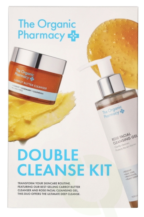 The Organic Pharmacy Double Cleanse Set 250 ml Carrot butter Cleanser 50 ml/Rose Facial Cleansing Gel 200 ml i gruppen SKØNHED & HELSE / Hudpleje / Ansigt / Rengøring hos TP E-commerce Nordic AB (D06266)