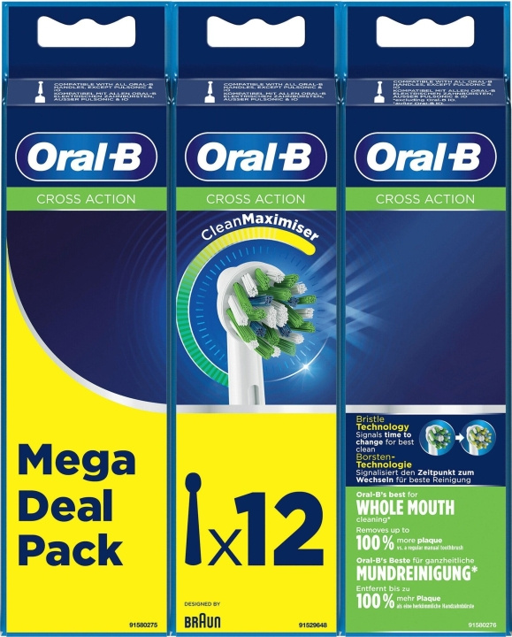 Oral B Cross Action 4+4+4ct i gruppen SKØNHED & HELSE / Oral pleje / Tilbehør til elektriske tandbørster hos TP E-commerce Nordic AB (D06342)