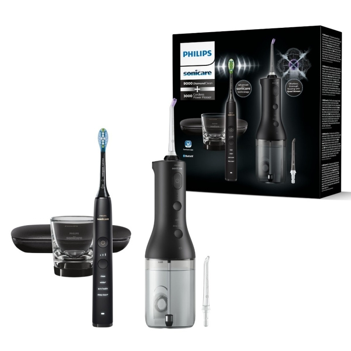 Philips Sort ledningsfri Power Flosser DiamondClean 9000 (HX3886/43) i gruppen SKØNHED & HELSE / Oral pleje / Elektriske tandbørster hos TP E-commerce Nordic AB (D06616)