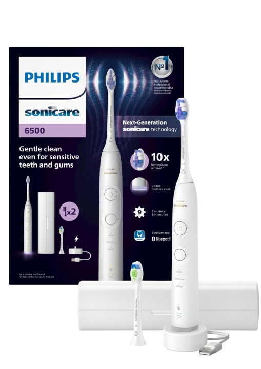 Philips Sonicare hvid elektrisk tandbørste serie 6500 HX7410/02 i gruppen SKØNHED & HELSE / Oral pleje / Elektriske tandbørster hos TP E-commerce Nordic AB (D06623)