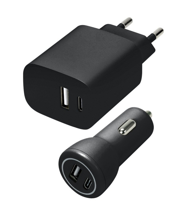 Speedlink Væg- og billader sæt USB-A & USB-C 15W, sort i gruppen SMARTPHONES & TABLETS / Opladere og kabler / Bilopladere / Bil oplader USB hos TP E-commerce Nordic AB (D06674)