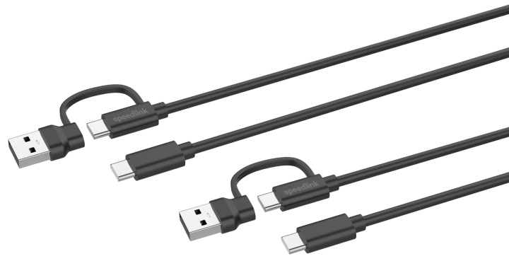 Speedlink STREAM Play & Charge USB-C/A til USB-C kabelsæt, sort i gruppen COMPUTERTILBEHØR / Kabler og adaptere / USB / USB-C hos TP E-commerce Nordic AB (D06677)