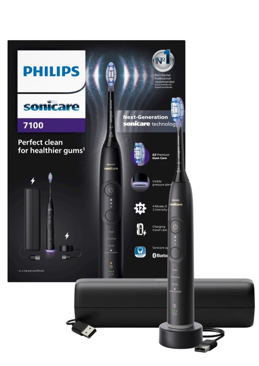 Philips Sonicare sort elektrisk tandbørste serie 7100 HX7421/01 i gruppen SKØNHED & HELSE / Oral pleje / Elektriske tandbørster hos TP E-commerce Nordic AB (D06701)