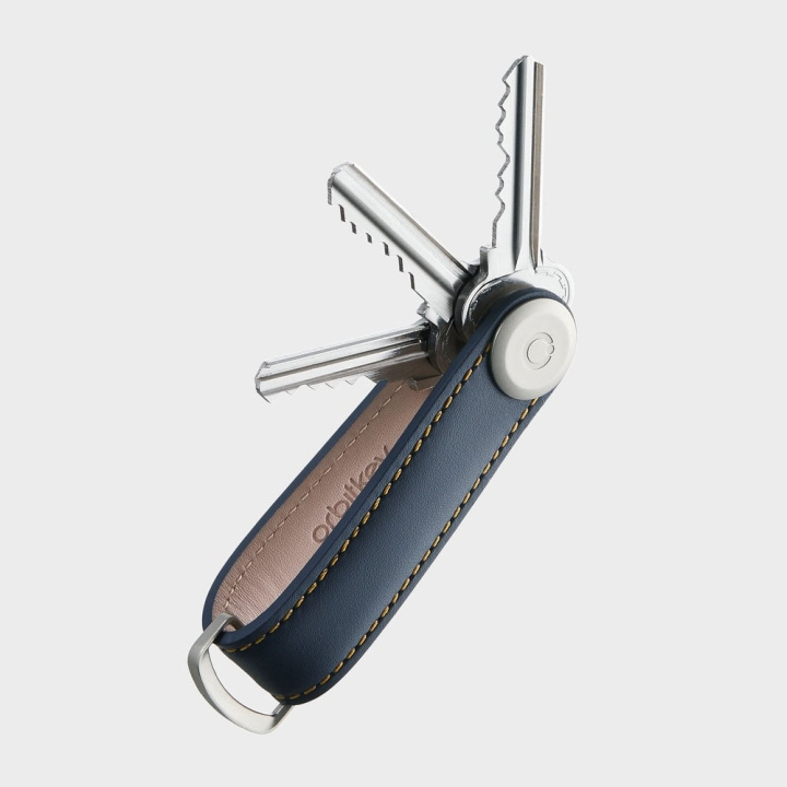 Orbitkey Nøgleholder i læder - Navy/Tan i gruppen SPORT, FRITID & HOBBY / Sjove gadgets / Smarte løsninger hos TP E-commerce Nordic AB (D06799)