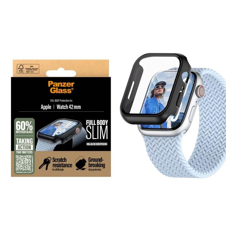 PanzerGlass Skærmbeskytter - Apple Watch 10 - 41mm FullBody Slim - Sort i gruppen SPORT, FRITID & HOBBY / Smartwatch & Aktivitetsmåler / Tilbehør hos TP E-commerce Nordic AB (D07013)