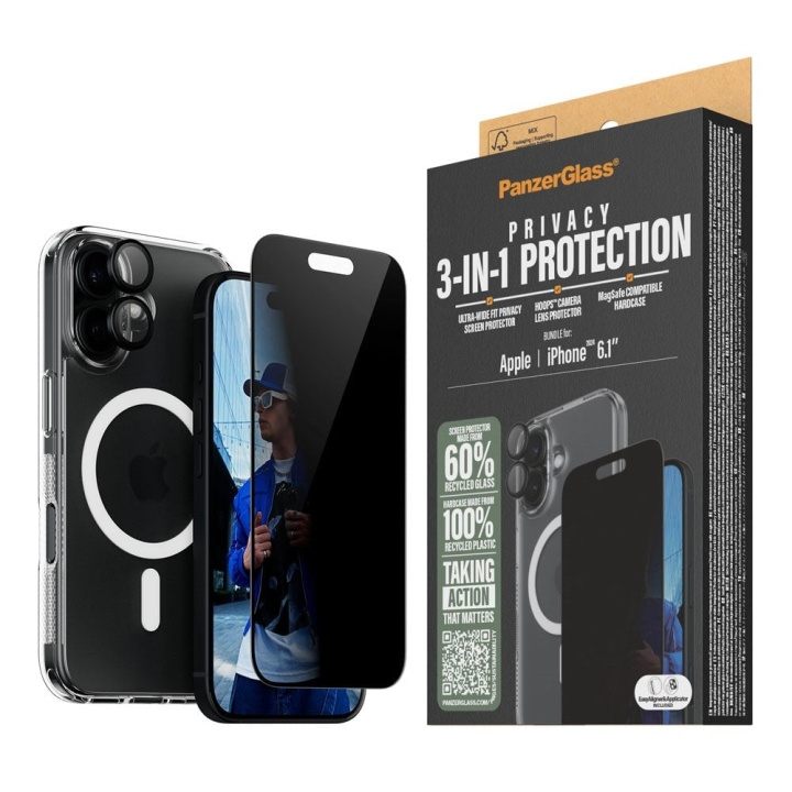 PanzerGlass iPhone 16 6.1\'\' 3-i-1 Privacy Protect Bundle i gruppen SMARTPHONES & TABLETS / Mobil Beskyttelse / Apple / iPhone 16 hos TP E-commerce Nordic AB (D07017)