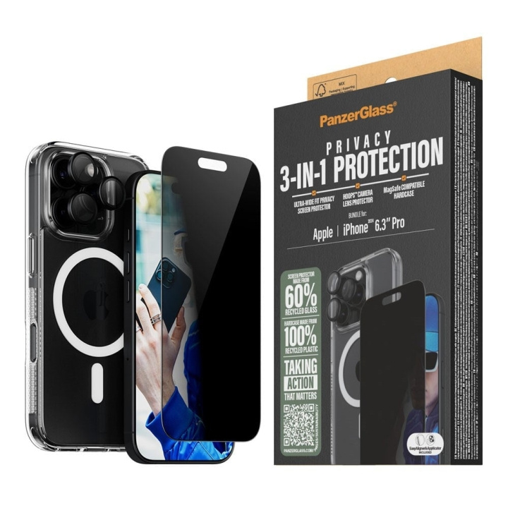 PanzerGlass iPhone 16 Pro 6.3\'\' 3-i-1 Privacy P Bundle i gruppen SMARTPHONES & TABLETS / Mobil Beskyttelse / Apple / iPhone 16 hos TP E-commerce Nordic AB (D07018)