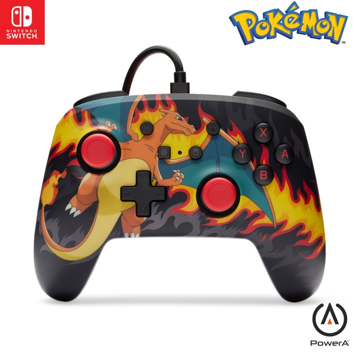 PowerA Enhanced Wired Controller - Charizard Firestorm (Nintendo Switch) i gruppen HJEMMEELEKTRONIK / Spilkonsoller og tilbehør / Nintendo Switch / Tilbehør hos TP E-commerce Nordic AB (D07085)