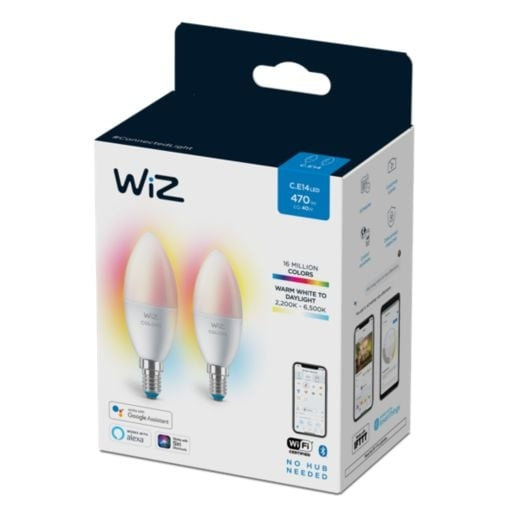 WiZ Stearinlys C37 E14 2-pak farve i gruppen HJEMMEELEKTRONIK / Lys / LED lamper hos TP E-commerce Nordic AB (D07093)