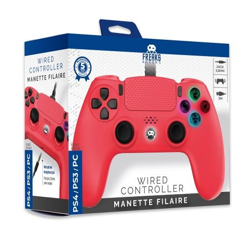 Trade Invaders Kablet controller til PS4 med 3M-kabel - rød i gruppen HJEMMEELEKTRONIK / Spilkonsoller og tilbehør / Sony PlayStation 4 hos TP E-commerce Nordic AB (D07503)