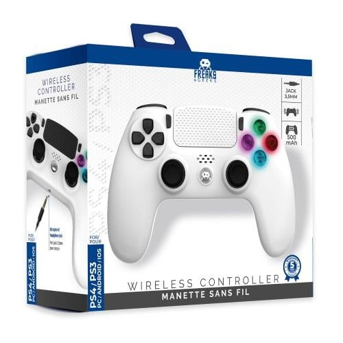 Trade Invaders Trådløs controller til PS4 med 3,5 mm jackstik - LED - Hvid i gruppen HJEMMEELEKTRONIK / Spilkonsoller og tilbehør / Sony PlayStation 4 hos TP E-commerce Nordic AB (D07505)