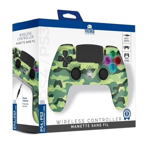 Trade Invaders Trådløs controller til PS4 med 3,5 mm jackstik - LED-grøn camouflage i gruppen HJEMMEELEKTRONIK / Spilkonsoller og tilbehør / Sony PlayStation 4 hos TP E-commerce Nordic AB (D07506)