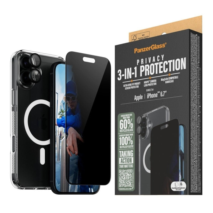 PanzerGlass iPhone 16 Plus 6.7\'\' 3-i-1 Privacy Protect Bundle i gruppen SMARTPHONES & TABLETS / Mobil Beskyttelse / Apple / iPhone 16 hos TP E-commerce Nordic AB (D07528)