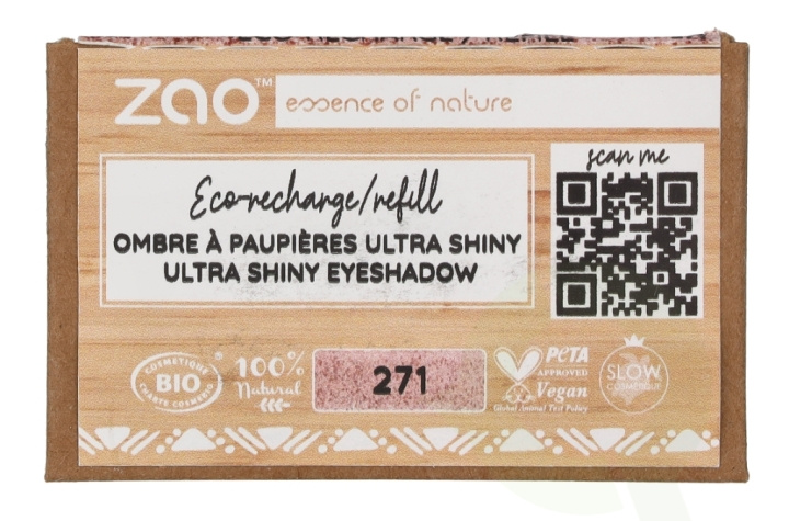 Zao Ultra Shiny Eyeshadow - Refill 1.3 g #271 Pink Copper i gruppen SKØNHED & HELSE / Makeup / Øjne og øjenbryn / Øjenskygge hos TP E-commerce Nordic AB (D07846)