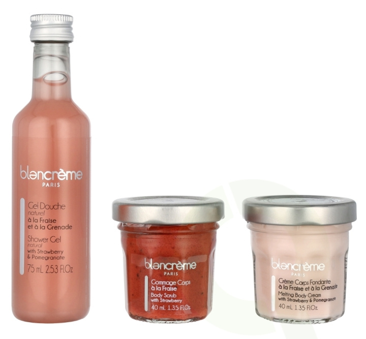 Blancreme Body Essentials Trio Set 155 ml Shower Gel 75ml/Body Scrub 40ml/Body Cream 40ml - Strawberry & Pomegranate i gruppen SKØNHED & HELSE / Hudpleje / Kropspleje / Bad & brusecreme hos TP E-commerce Nordic AB (D07964)