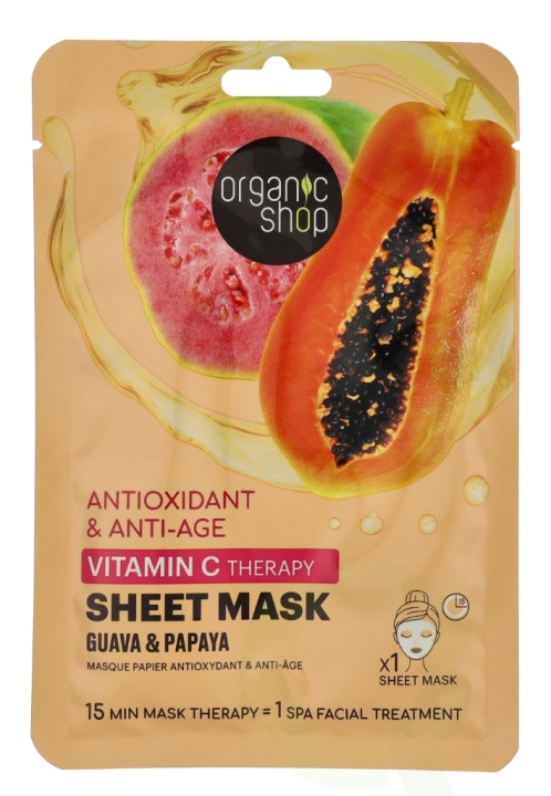 Organic Shop Antioxidant & Anti-Aging Vitamin C Sheet Mask 25 g Guava & Papaya i gruppen SKØNHED & HELSE / Hudpleje / Ansigt / Masker hos TP E-commerce Nordic AB (D08191)