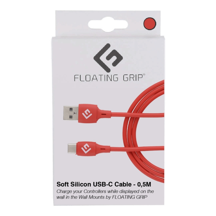 FLOATING GRIP 0,5M USB-C-kabel i silikone (rød) i gruppen COMPUTERTILBEHØR / Kabler og adaptere / USB / USB-C hos TP E-commerce Nordic AB (D08481)