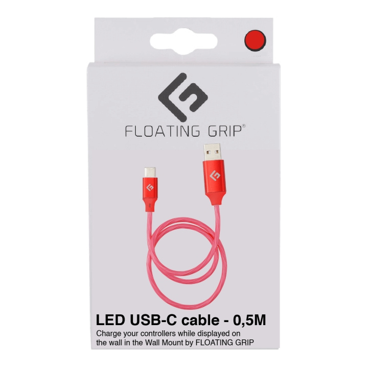 FLOATING GRIP 0,5M LED USB-C-kabel (rød) i gruppen COMPUTERTILBEHØR / Kabler og adaptere / USB / USB-C hos TP E-commerce Nordic AB (D08486)