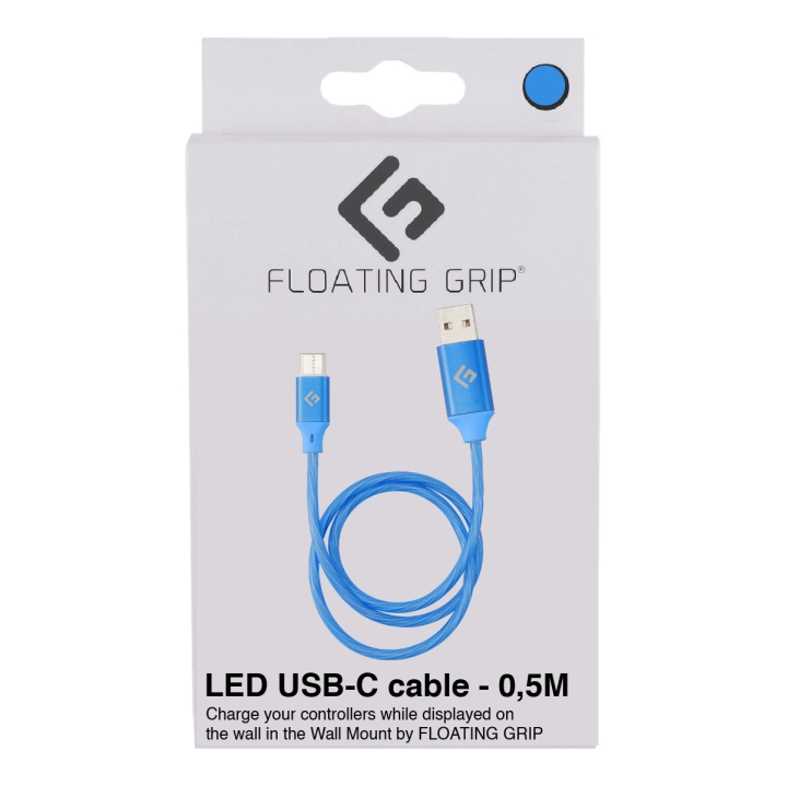 FLOATING GRIP 0,5M LED USB-C-kabel (blå) i gruppen COMPUTERTILBEHØR / Kabler og adaptere / USB / USB-C hos TP E-commerce Nordic AB (D08487)