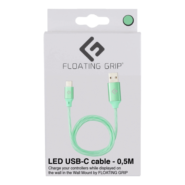 FLOATING GRIP 0,5M LED USB-C-kabel (grøn) i gruppen COMPUTERTILBEHØR / Kabler og adaptere / USB / USB-C hos TP E-commerce Nordic AB (D08488)