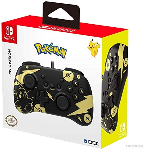 Hori HoriPAD Mini - Pikachu-udgave i sort og guld i gruppen HJEMMEELEKTRONIK / Spilkonsoller og tilbehør / Nintendo Switch / Tilbehør hos TP E-commerce Nordic AB (D08584)