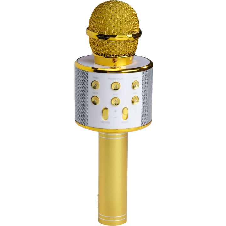 Denver Bluetooth Karaoke Microphone with built-in speaker. Gold colour i gruppen HJEMMEELEKTRONIK / Lyd & billede / Håndholdte mikrofoner hos TP E-commerce Nordic AB (D09102)