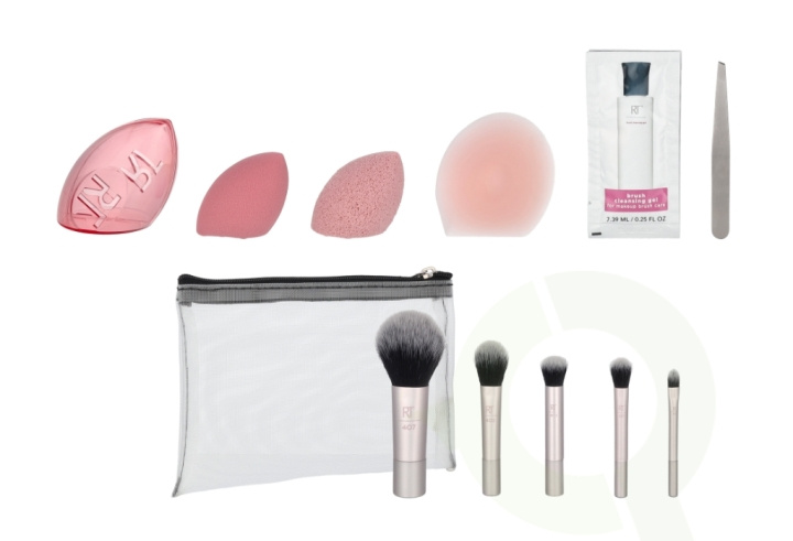 Real Techniques 12 Days Of Glow Advent Calendar 12 piece Cleansing Sponge/Complexion Sponge/Travel Sponge Cage/Mask Applicator/5 Brushes/Brush Cleanser Gel/Tweezers/Pouch i gruppen SKØNHED & HELSE / Makeup / Værktøj & Makeup sæt / Børster og pensler hos TP E-commerce Nordic AB (D09464)