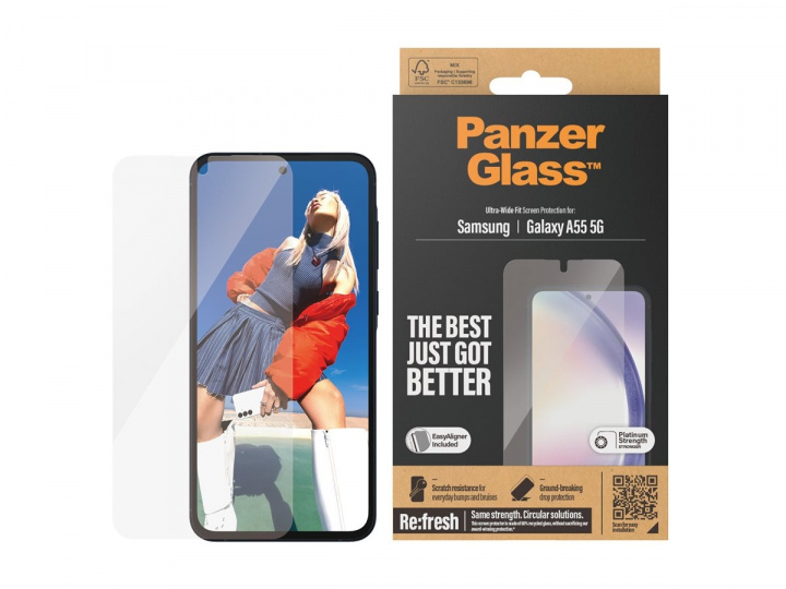 PanzerGlass skærmbeskytter for mobiltelefon - ultra-bred pasform m. EasyAligner i gruppen SMARTPHONES & TABLETS / Mobil Beskyttelse / Universal Beskyttelse / Skærmbeskyttelse hos TP E-commerce Nordic AB (D10132)