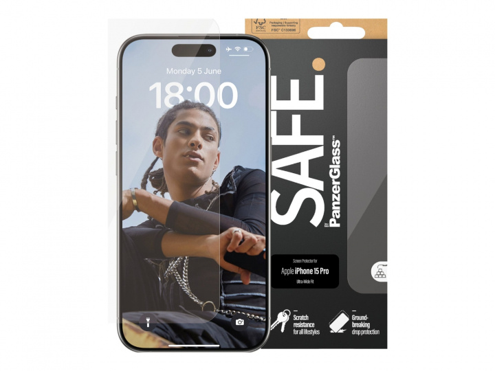 PanzerGlass SAFE. by PanzerGlass Apple iPhone 15 Pro i gruppen SMARTPHONES & TABLETS / Mobil Beskyttelse / Apple / iPhone 15 hos TP E-commerce Nordic AB (D10135)