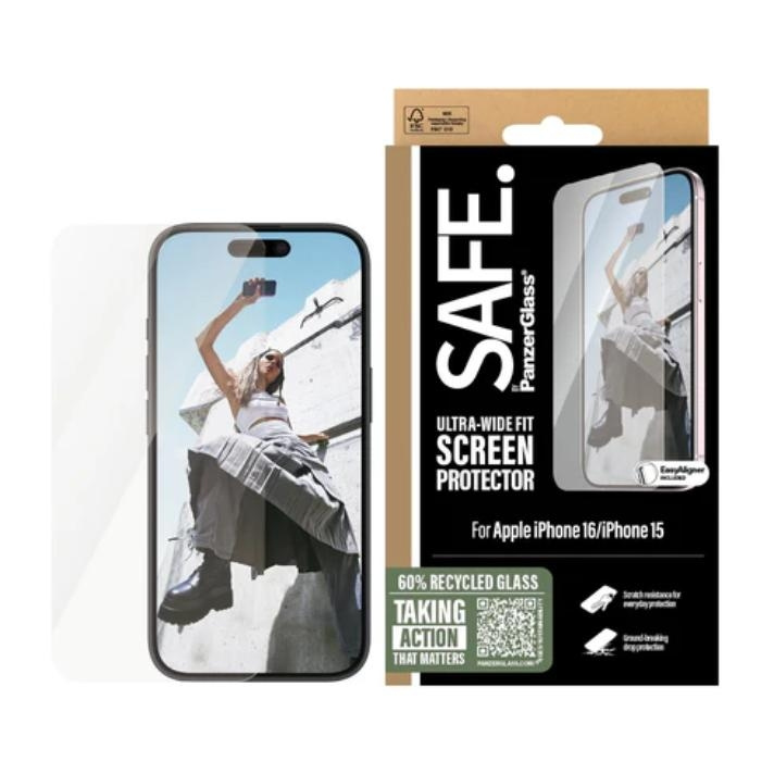 PanzerGlass SAFE. by PanzerGlass Apple iPhone 16, 15 | Ultra-Wide Fit i gruppen SMARTPHONES & TABLETS / Mobil Beskyttelse / Apple / iPhone 16 hos TP E-commerce Nordic AB (D10266)