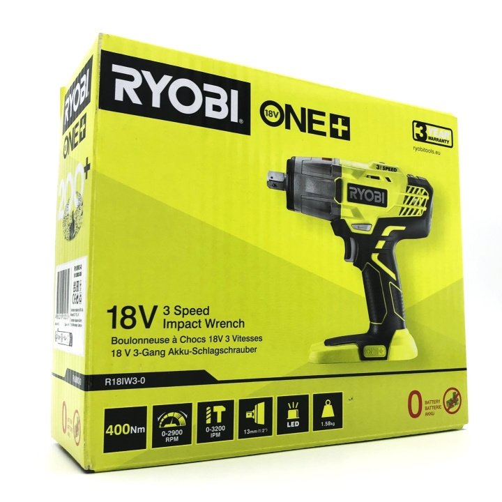 Ryobi One+ R18IW3-0 Slagnøgle Intet batteri 1/4 hexsokkel, 1/2 kvadratisk drev i gruppen HJEM, HUS & HAVE / Værktøj / Øvrigt elværktøj hos TP E-commerce Nordic AB (D10317)