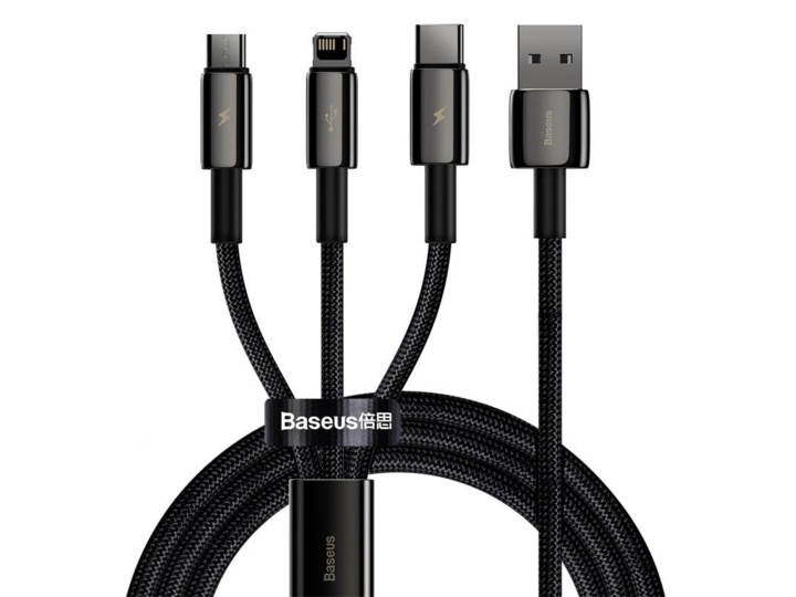 Baseus Tungsten Gold 3-in-1 USB Cable i gruppen SMARTPHONES & TABLETS / Opladere og kabler / Kabler / Kabler Lightning hos TP E-commerce Nordic AB (D10323)