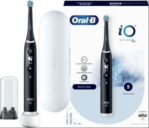 Oral B iO Series 6 Electric Toothbrush, Black Onyx i gruppen SKØNHED & HELSE / Oral pleje / Elektriske tandbørster hos TP E-commerce Nordic AB (D10465)