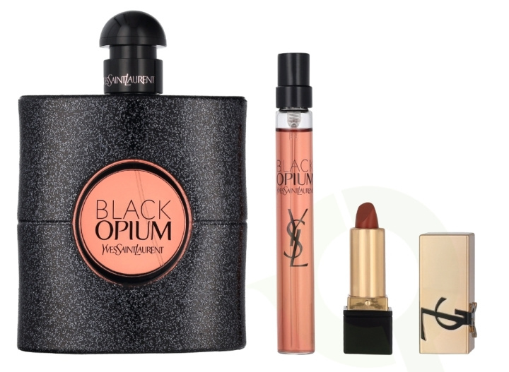 Yves Saint Laurent YSL Black Opium Giftset 101.3 ml Edp Spray 90ml/Edp Spray 10ml/Rouge Mini Pur Couture Lipstick (Nu Muse)1,3g i gruppen SKØNHED & HELSE / Gaveæske / Gaveæske til hende hos TP E-commerce Nordic AB (D11760)