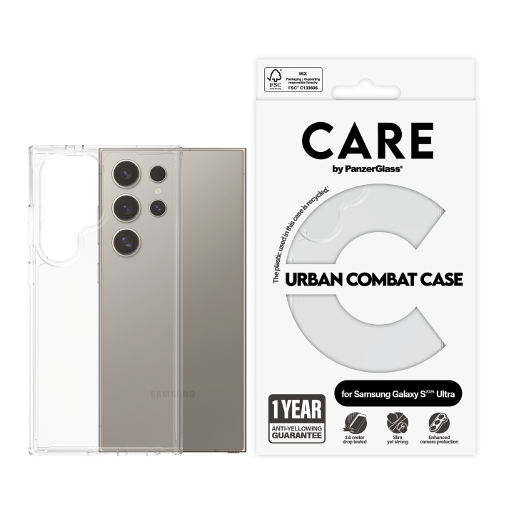 CARE by PanzerGlass - Flagship Case Transparent Urban Combat w. Clear Frame Samsung Galaxy S25 Ult i gruppen SMARTPHONES & TABLETS / Mobil Beskyttelse / Samsung hos TP E-commerce Nordic AB (D12470)