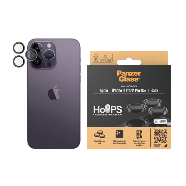 PanzerGlass Hoops kameralinsebeskytter til iPhone 14 Pro/14 Pro Max - Sort i gruppen SMARTPHONES & TABLETS / Mobil Beskyttelse / Apple / iPhone 14 hos TP E-commerce Nordic AB (D12558)