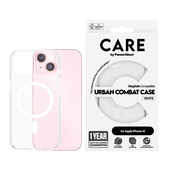 CARE by PanzerGlass - Flagskibsetui Transparent Urban Combat m. hvid MagSafe - iPhone 15 i gruppen SMARTPHONES & TABLETS / Mobil Beskyttelse / Apple / iPhone 15 hos TP E-commerce Nordic AB (D12559)