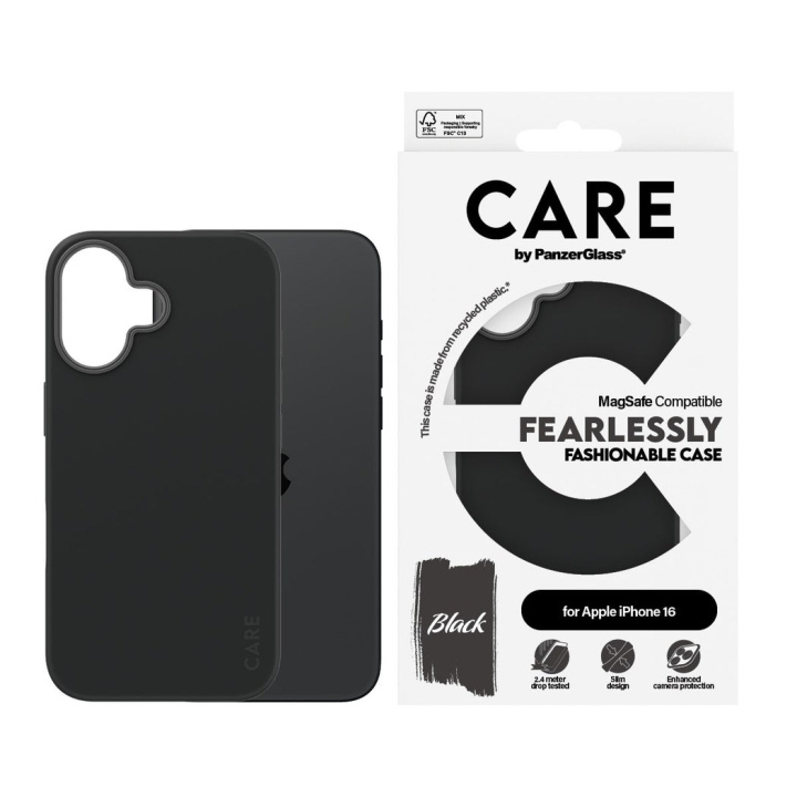 CARE by PanzerGlass - Etui - Sort m. MagSafe - iPhone 16 i gruppen SMARTPHONES & TABLETS / Mobil Beskyttelse / Apple / iPhone 16 hos TP E-commerce Nordic AB (D12565)