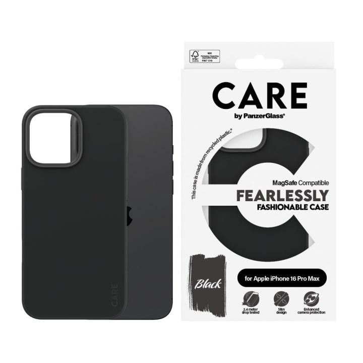 CARE by PanzerGlass - Etui - Sort m. MagSafe - iPhone 16 Pro Max i gruppen SMARTPHONES & TABLETS / Mobil Beskyttelse / Apple / iPhone 16 hos TP E-commerce Nordic AB (D12573)