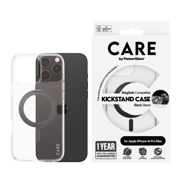 CARE by PanzerGlass - Etui - Transparent med sort MagSafe - iPhone 16 Pro Max i gruppen SMARTPHONES & TABLETS / Mobil Beskyttelse / Apple / iPhone 16 hos TP E-commerce Nordic AB (D12574)